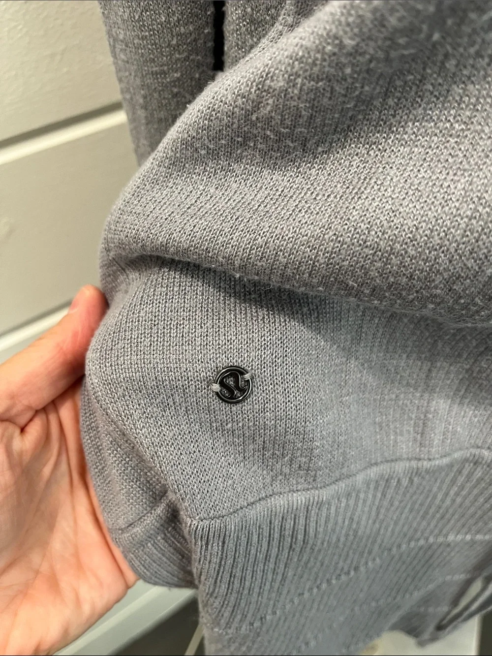 Gray Open-Front Ribbed Shawl Collar Sweater